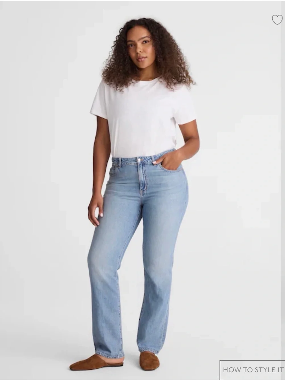 Light Wash High-Rise Straight Jeans - Light Blue